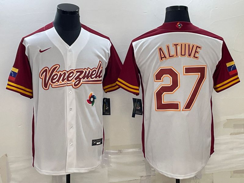 Men 2023 World Cub Venezuela #27 Altuve White Nike MLB Jersey7->more jerseys->MLB Jersey